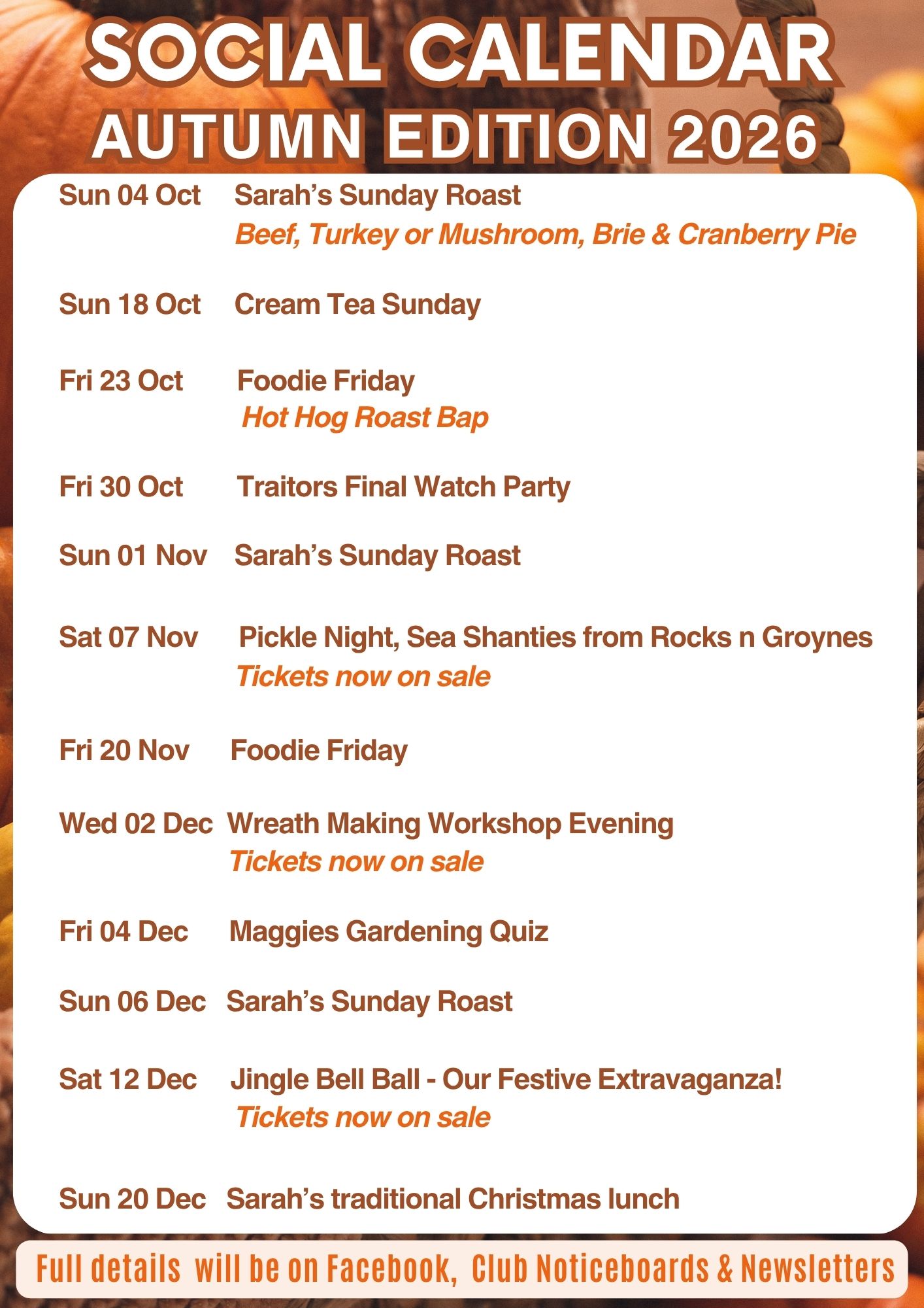 Social Calendar Autumn 26